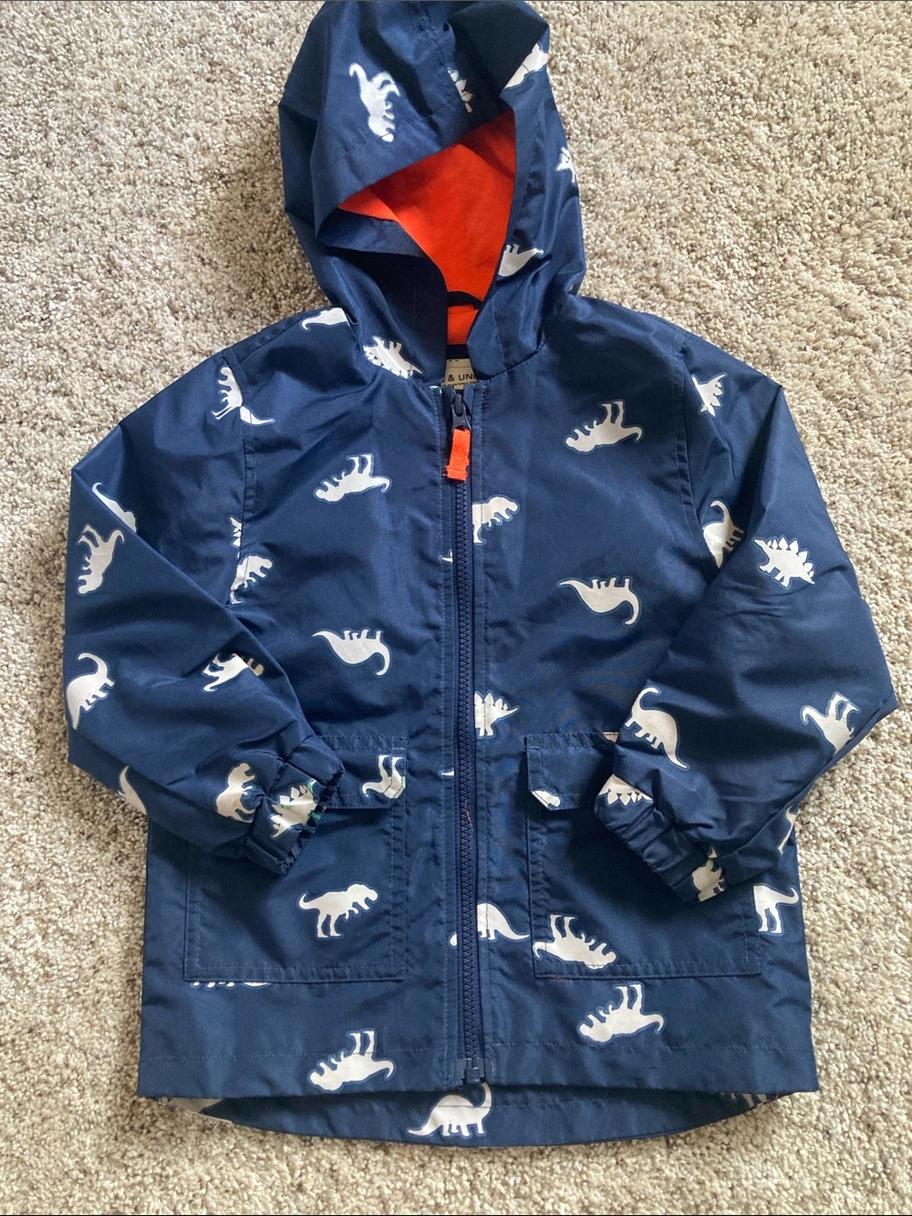 Carters 4T Dinosaur Rain Jacket Coat Blue